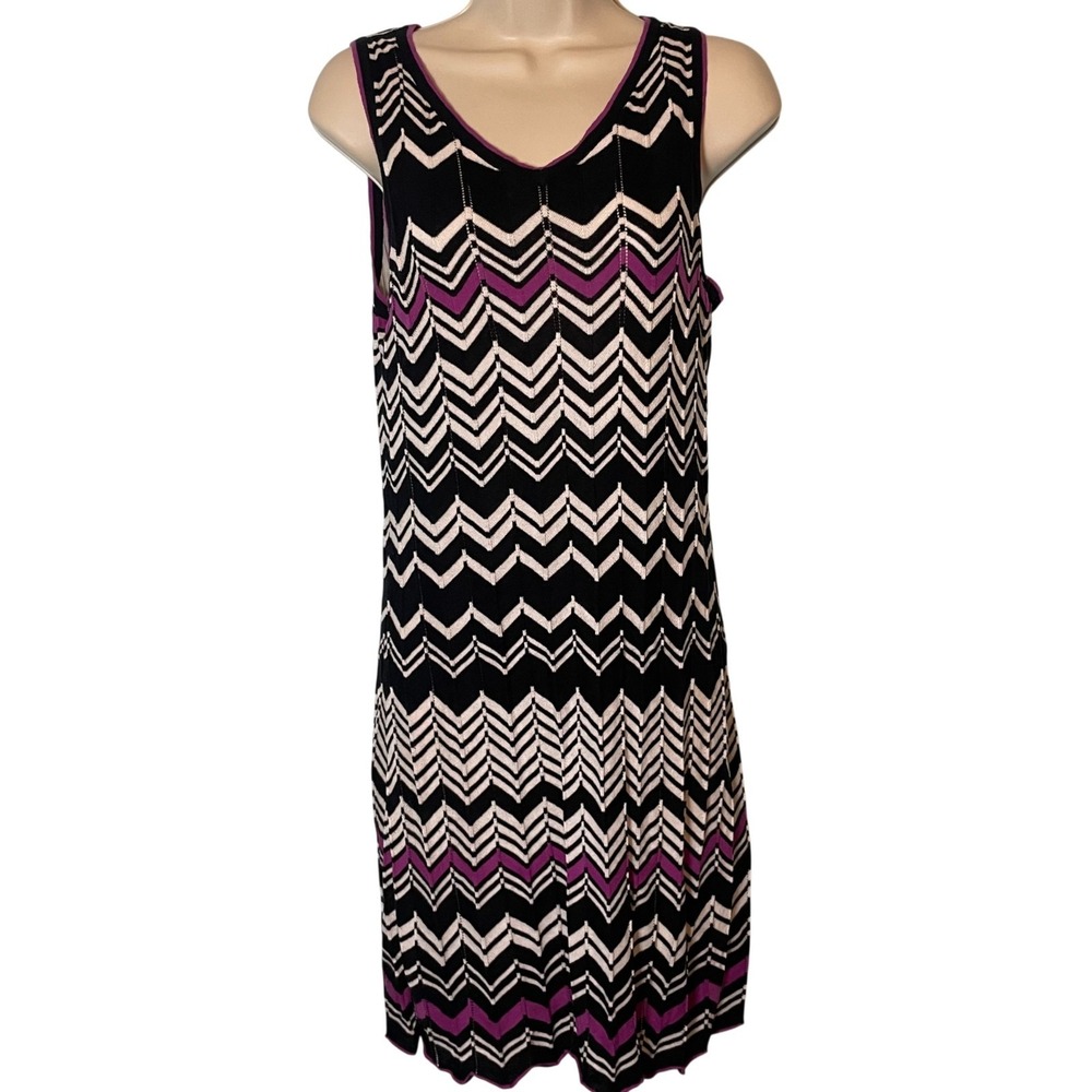 Krimson Klover Dress Women's Small Chevron Knit Pleated Sleeveless Lined
